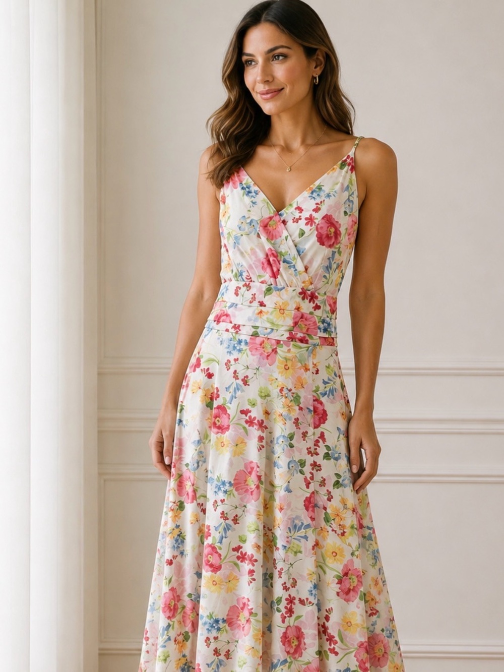 Yumi Kim Floral  Maxi Dress with adjustable straps, size S